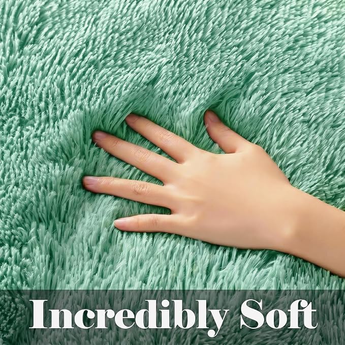 Sage Green Round Rug 4ft, Fluffy Circle Area Rugs - Image 4