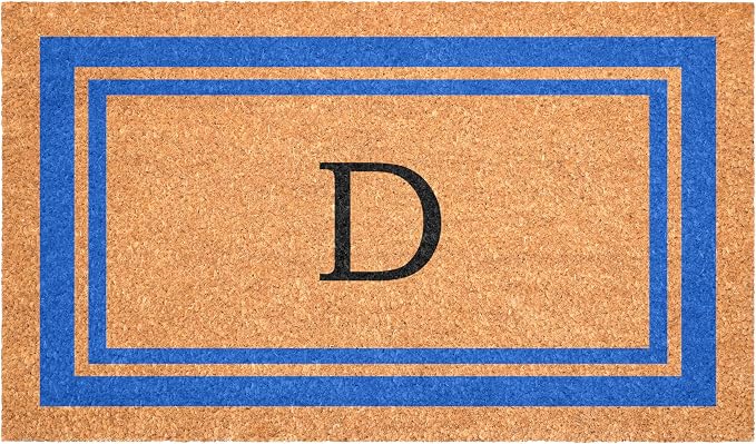 Calloway Mills 152971830D Blue Border 18" x 30" Monogram Doormat by Callowaymills