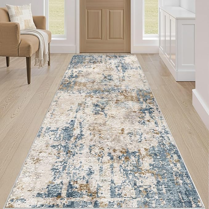 LOONGRUG Runner Rug 3x8 Washable Non-Slip Kitchen Neutral Modern Rug | Abstract - Image 4