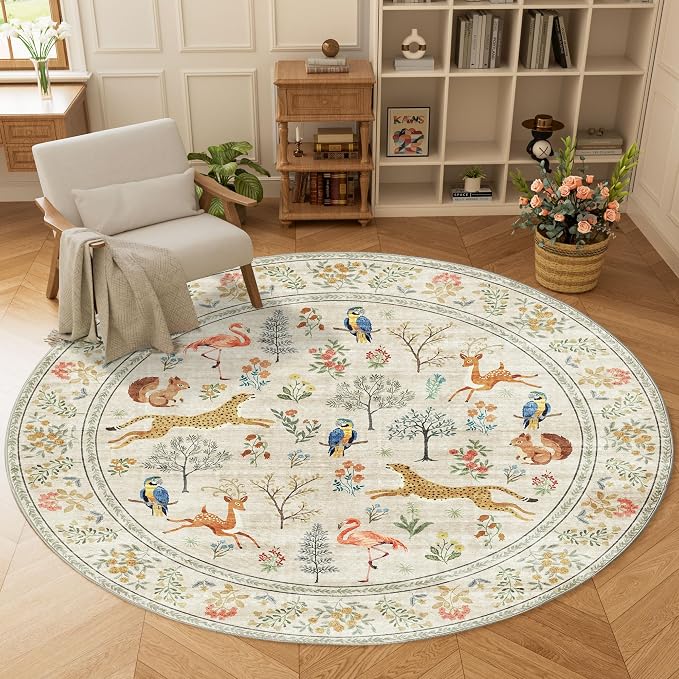 DUKINO 6ft Round Rug for Bedroom, Washable Soft Non Slip Circle Rug, Stain - Image 3