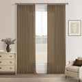 Dark Brown Pinch Pleat Linen Semi Sheer Back Tab Curtains 86 Inch Length | by Twodrapes