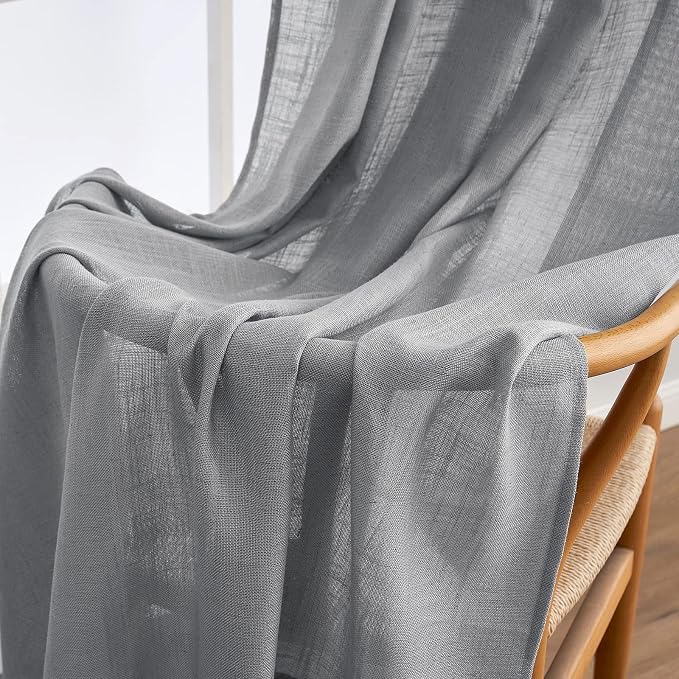 MIULEE Grey Linen Curtains 52x72 Inch Length - Image 6