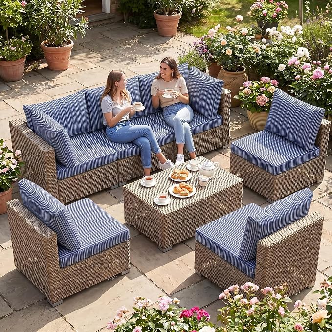 14Pcs Patio Cushion Covers Stretch Outdoor Furniture Protector Slipcovers | - Image 2
