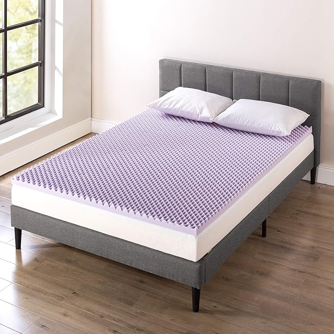 Best Price Mattress 2 Inch Egg Crate Memory Foam Mattress Topper with Soothing Lavender Infusion, CertiPUR-US Certified, Dorm Essentials, Twin XL