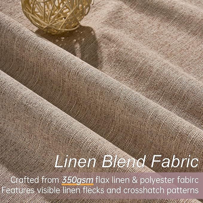 Topfinel 102 Inches Long Custom Blackout Linen Curtains, Pinch Pleated Noise - Image 3