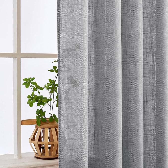 MIULEE Grey Linen Curtains 52x108 Inches Long - Image 5