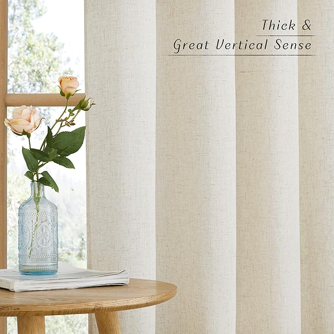 NICETOWN Linen Blend Kitchen Window Curtains Over Sink, Grommet Short Curtains - Image 3