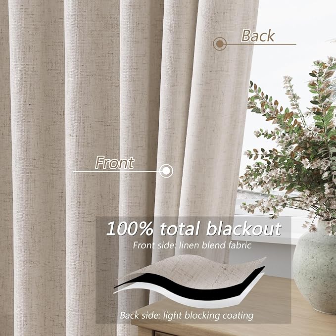 100% Blackout Curtains 90 Inch Length 2 Panels Set - Image 4
