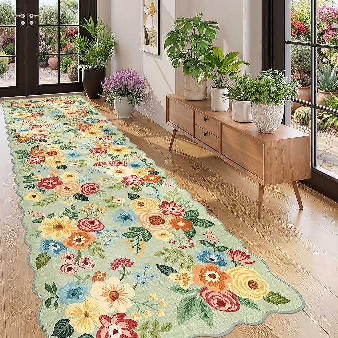 DUKINO 3x10 Runner Rug, Non Slip Floral Washable Rug - Image 3