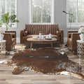 Faux Cowhide Rug, Animal Cow Hide Rug, 4.6 x 5.2 Ft Spotted Brown | Premium by AROGANAREARUG