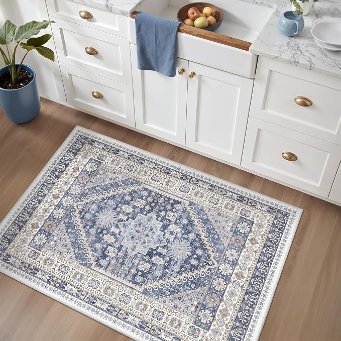 3x4 Rugs for Entryway, Washable Area Rug, Vintage Rug, Stain Resistant Indoor - Image 5