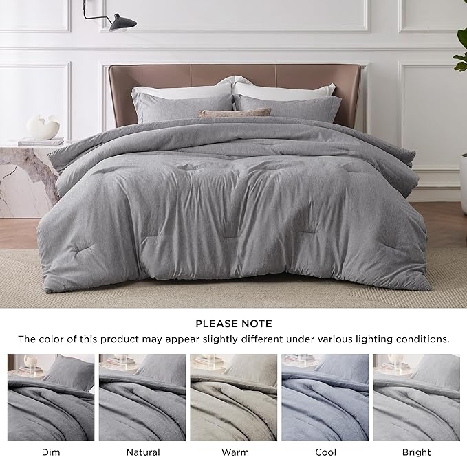 Bedsure Oversized Queen Comforter Set - Dark Grey Soft Bedding for All Seasons, Cationic Dyed Bed Set, 3 Pieces, 1 Oversized Queen Size Comforter (98"x98") and 2 Pillow Shams (20"x26"+2")