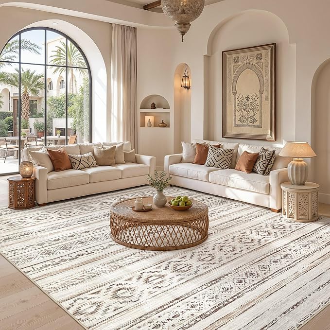 cotiled Boho 10x14 Area Rug for Living Room: Large Moroccan Washable Rug | - Image 5