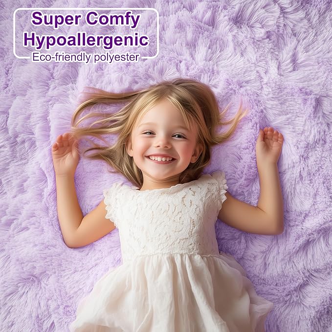 Soft Purple 5x8 Rugs for Bedroom Girls, Living Room, Princess Bedside Rugs | - Image 2