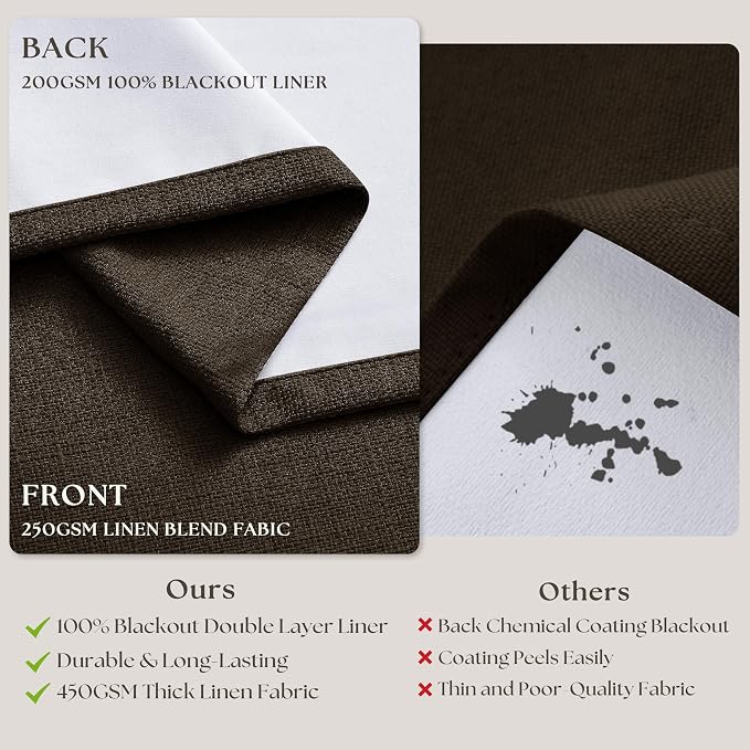 Pleat Chocolate Brown Curtains 108 Inches Long 2 Panels Set - Image 9