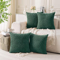 Set of 4 Dark Green Decorative Throw Pillow Covers 22x22 Inch Corduroy Pillow by Cozoomy