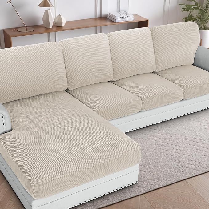 H.VERSAILTEX Sectional Couch Covers 4 Pieces Sofa Seat Cushion Covers L Shape by HVERSAILTEX