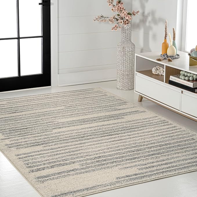 JONATHAN Y Khalil Modern Berber Stripe Cream/Gray Indoor Area Rug, Contemporary - Image 5