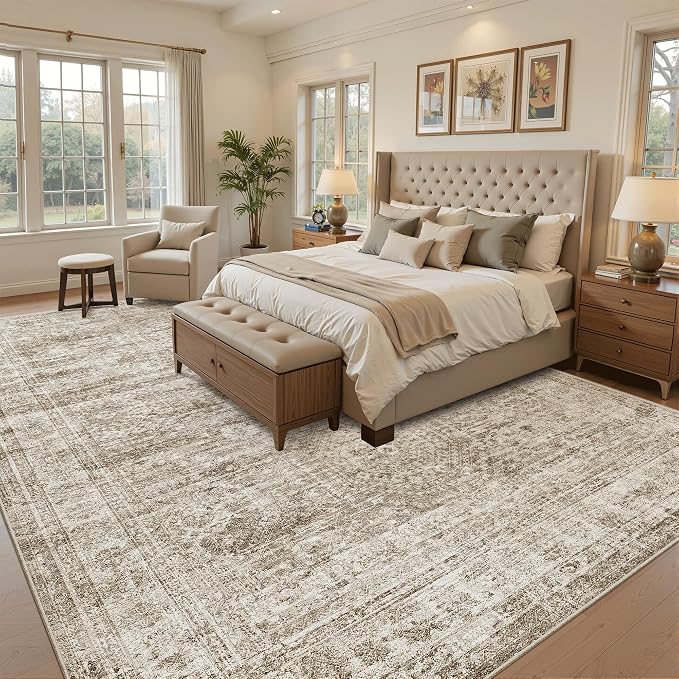 Soalmost Washable Area Rug 8x12 Large Soft Brown Rugs - Image 4