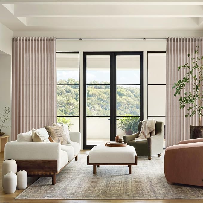 Oatmeal Semi Sheer Curtains 72 Inches Long 2 Panels Set - Image 7