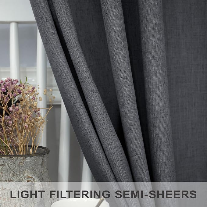 Dark Grey Curtains 84 Inch Length 2 Panels Set - Image 4