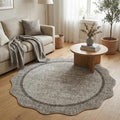 GarveeHome Scalloped Washable Small Round Rug 3 ft Non-Slip by GarveeHome