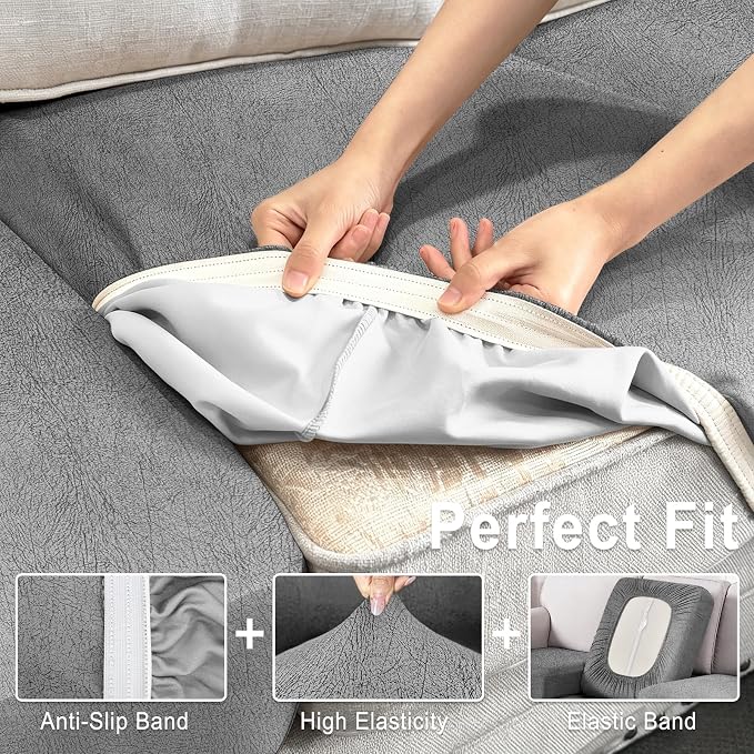ANARACHON Leather Look Couch Cushion Covers Sofa Seat Slipcovers Sets Couches - Image 4