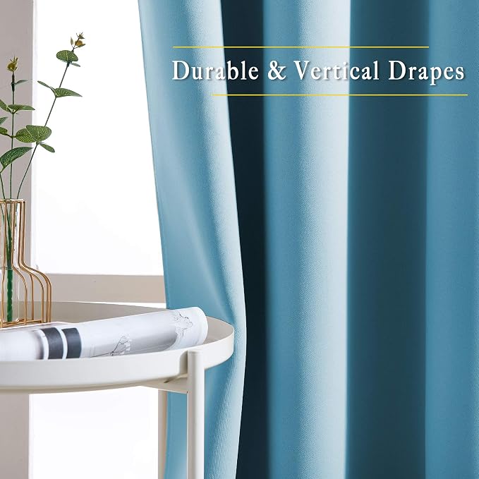 NICETOWN Blackout Teal Blue Living Room Curtains - Image 5