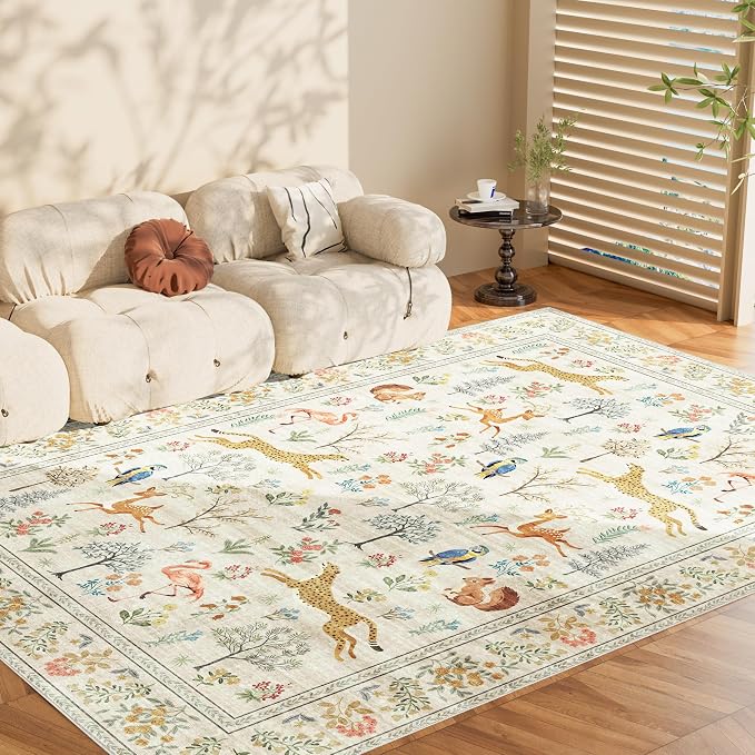 DUKINO 5x7 Area Rugs, Washable Animal Rug - Image 9