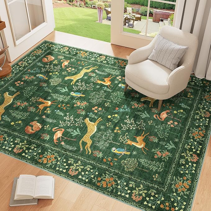 DUKINO 4x6 Area Rug, Non Slip Animal Washable Rug - Image 3