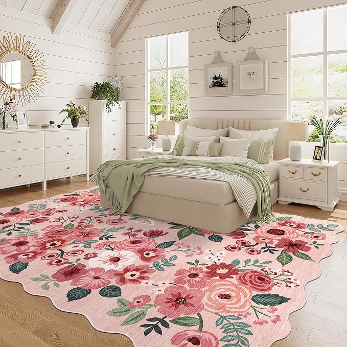 DUKINO 6x9 Area Rugs, Floral Washable Rug - Image 3