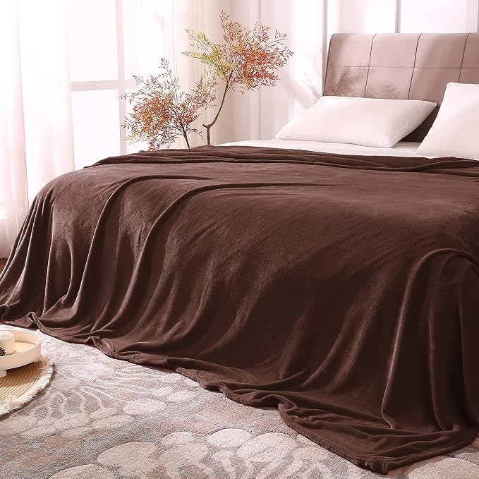 BEDELITE Fleece Blanket Soft Plush Queen Size Bed Blanket Brown 90"x90" | Ultra by BEDELITE