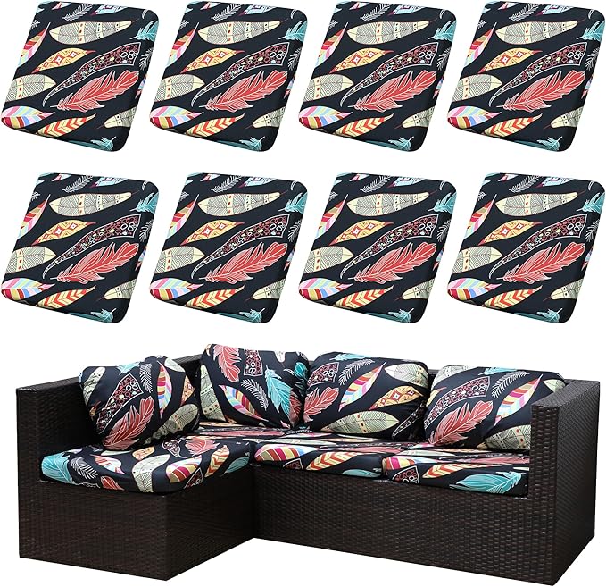 8PCS Patio Cushion Covers.Patio Furniture Couch SeatSlipcovers | Washable by SUKAIKEQA