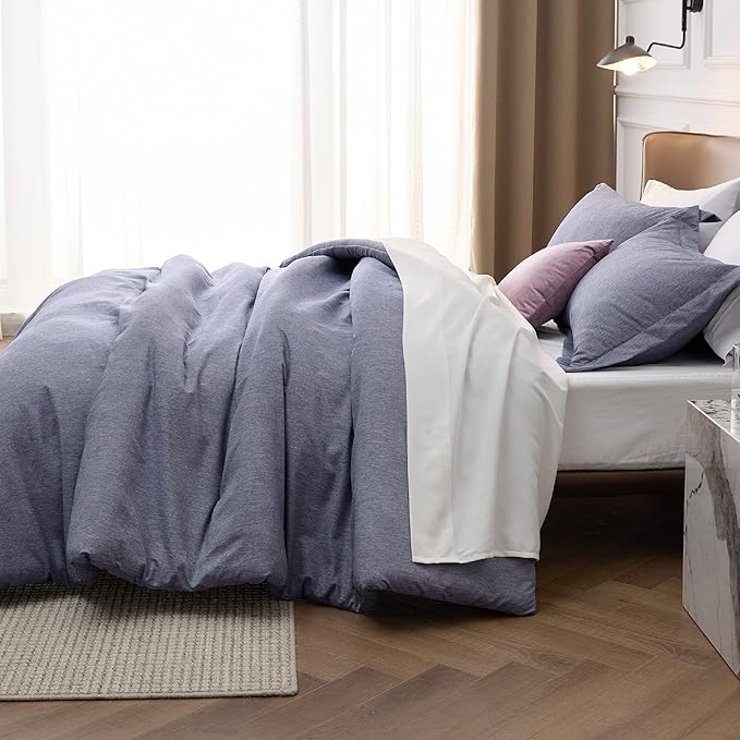 Bedsure California King Comforter Set - Denim Grey Soft Bedding for All Seasons, Cationic Dyed Bed Set, 3 Pieces, 1 California King Size Comforter (104"x96") and 2 Pillow Shams (20"x36"+2")