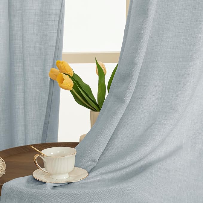 Haze Blue Linen Curtains 54 Inch Length - Image 3