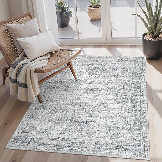 Soalmost 3x5 Rugs Non-Slip, Small Washable Kitchen Entryway Area Rug Grey | by Soalmost
