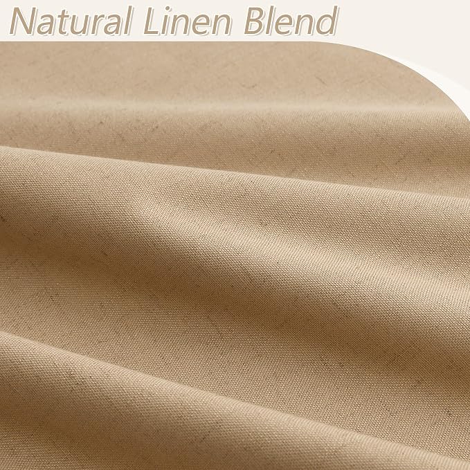 Camel Brown 100% Blackout Linen Curtains 63 Inch Length 2 Panels Set - Image 3