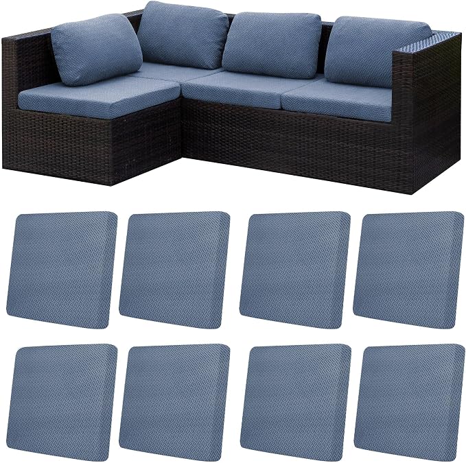 8Pcs Patio Cushion Covers, Outdoor Stretch Cushion Covers, Washable | Stretch by Unknown