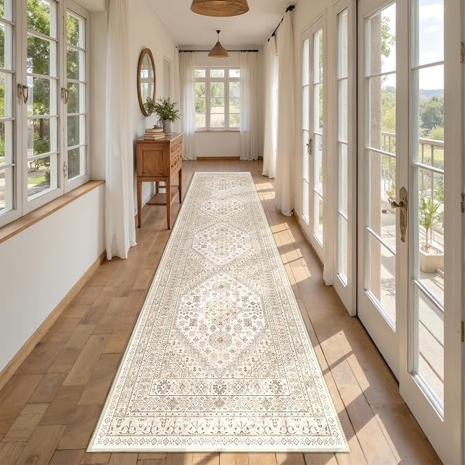 Runner Rug 2x10, Washable Rugs for Entryway Rug, Cream/Beige | Non Slip Kitchen - Image 3