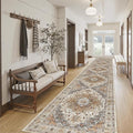 Madane Hallway Runner Rug 2'6''x14' Kitchen Runners Vintage, Turmeric/Grey | by Madane