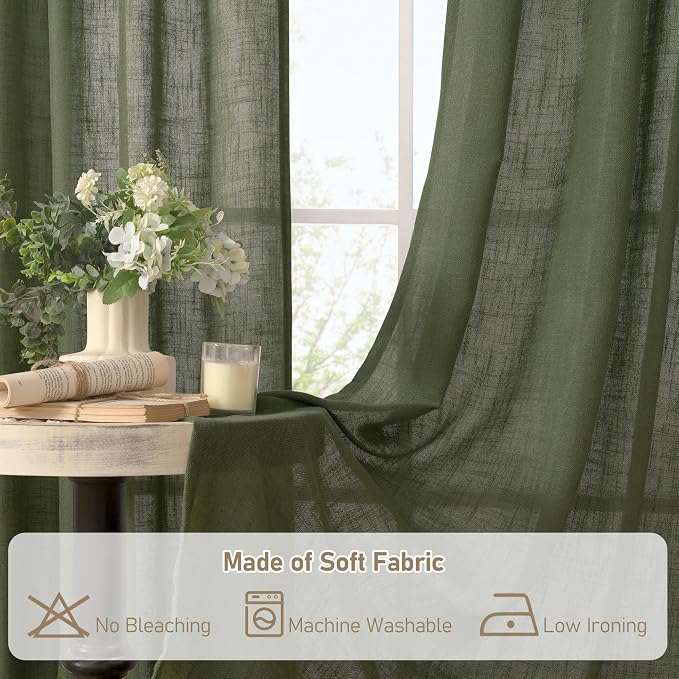 Linen Semi Sheer Curtains 72 Inches Long - Image 8