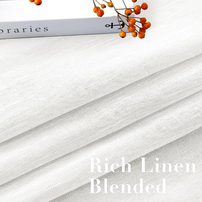 H.VERSAILTEX Natural Linen Semi Sheer Curtains Soft Semi Sheer Curtain Panels - Image 4
