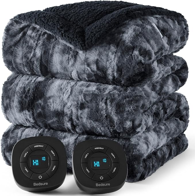 Bedsure Faux Fur Electric Blanket Queen Size, Dual Control Heated Blanket Queen by Unknown