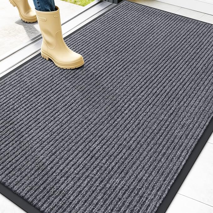 OLANLY Front Door Mat 47x32, Waterproof Heavy-Duty Indoor Outdoor Doormat | Grey by OLANLY