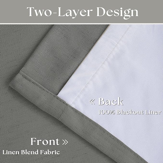 Grey 63 Inch Blackout Pleated Linen Curtains - Image 4
