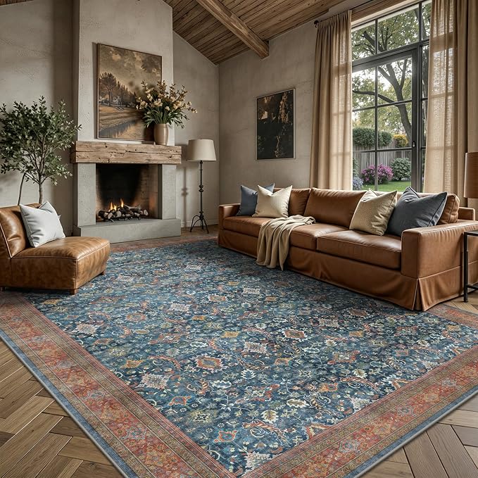 6x9 Area Rugs - Washable Vintage Retro Living Room Rug, Soft Ultra Thin Non by Yarooge