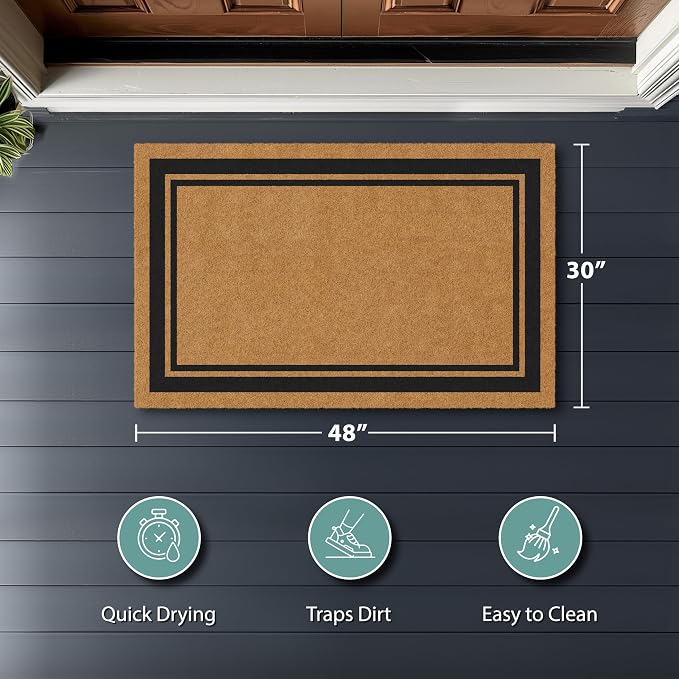 Barnyard Designs Natural Coco Coir Non-Slip Doormat | Heavy-Duty Welcome Mat - Image 3
