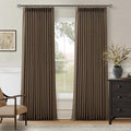 Thick Linen Pleated Brown Blackout Double Layer Curtains 90 Inches Long | Room by Twodrapes
