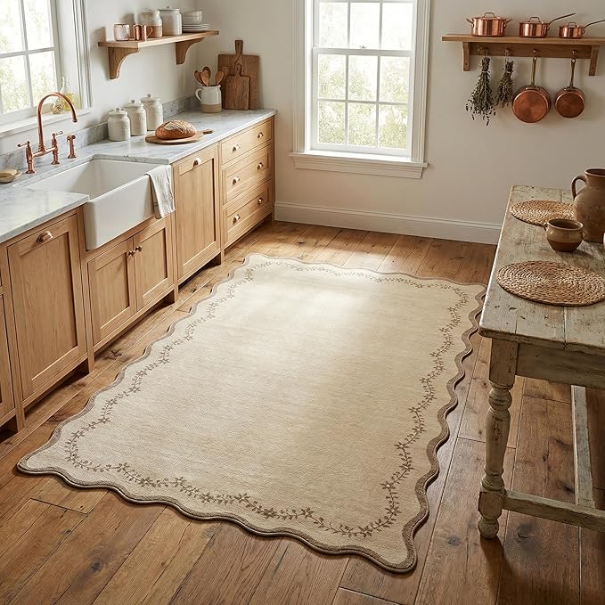 GarveeHome 3x5 Scalloped Washable Area Rug Non Slip Bedroom Entryway Rug | Soft by GarveeHome