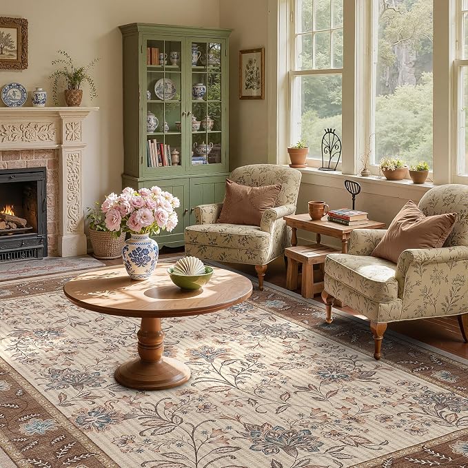 GarveeHome 5x7 Area Rug Brown Washable Rugs - Image 2